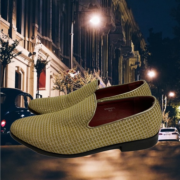 Other - Alberto Fellini Gold Toned Sparkle Formal Dress Loafers M Sz 10.5